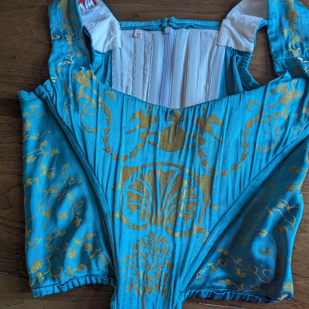 Vivienne Westwood Blue and Gold Ribbed Bustier Bodysuit